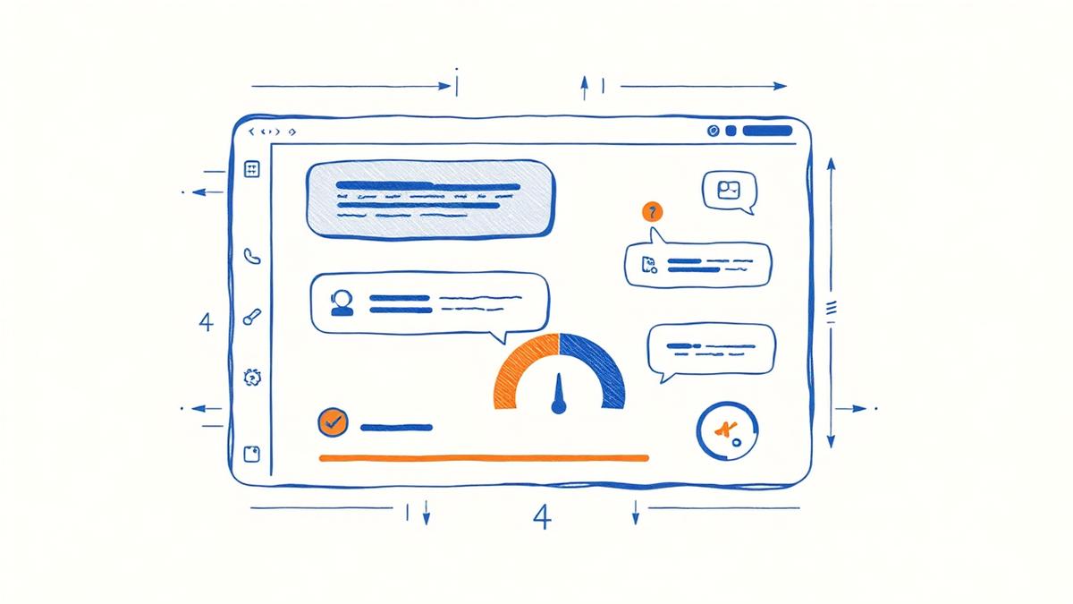 Illustration of an AI assistant interface with message bubbles and a usage meter showing free-tier limits.