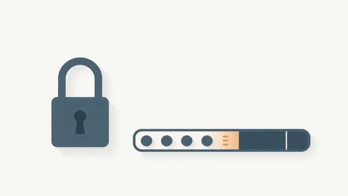 A padlock next to a masked password field and a password strength meter.
